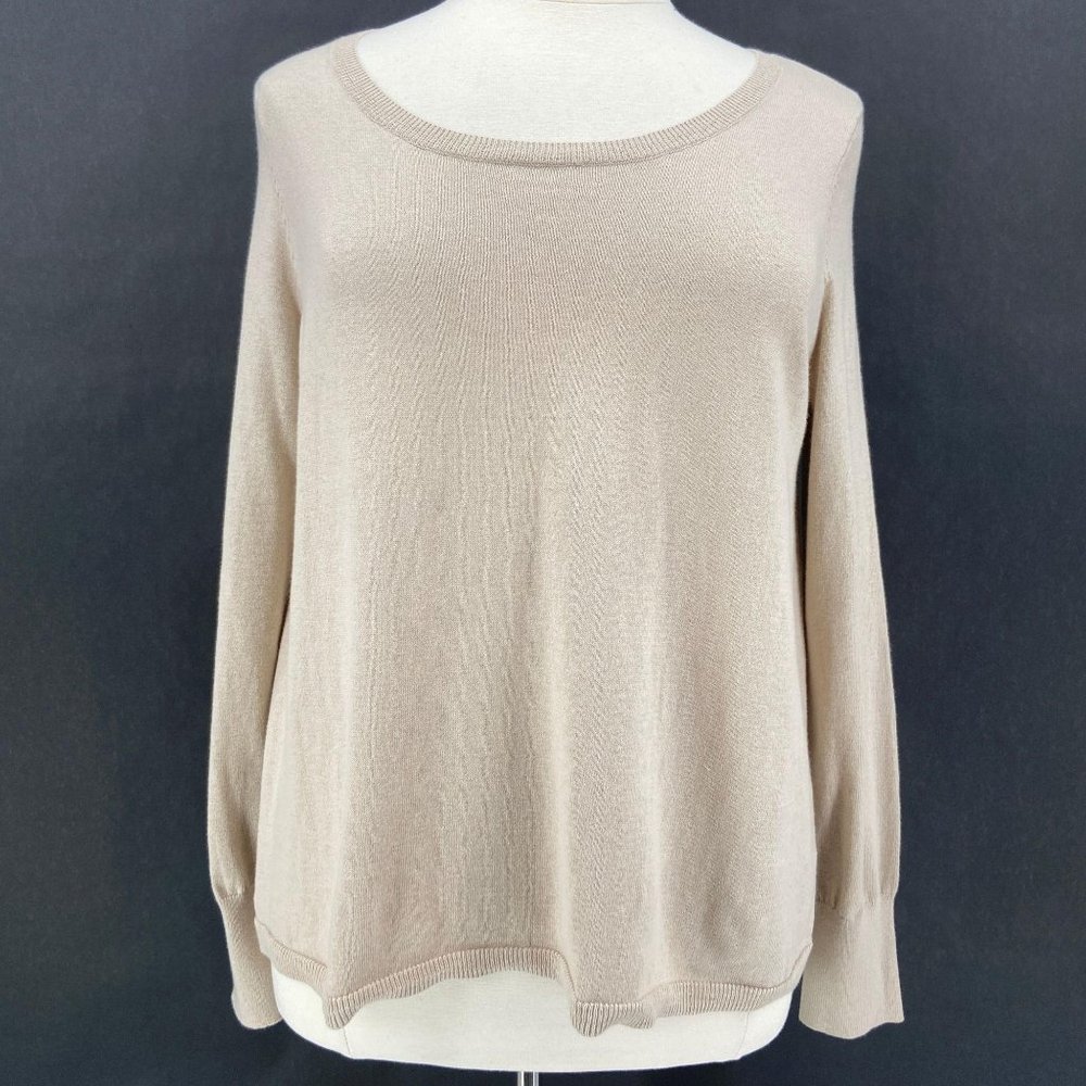 Women’s Cashmere and Cotton Crewneck Sweater in Beige